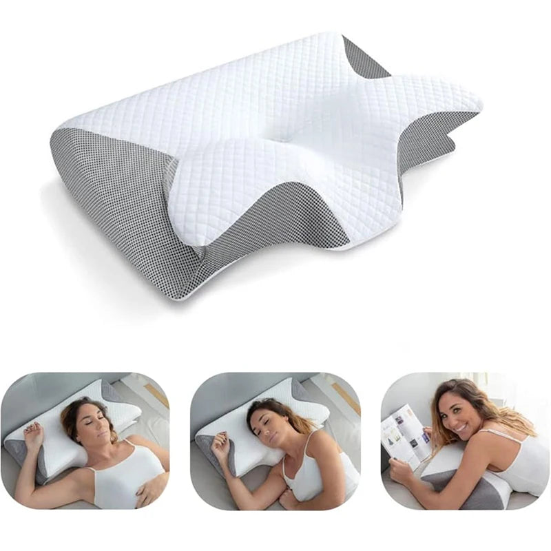 Memory Foam Cervical Pillow, 2 in 1 Ergonomic Contour Orthopedic Pillow for Neck Pain