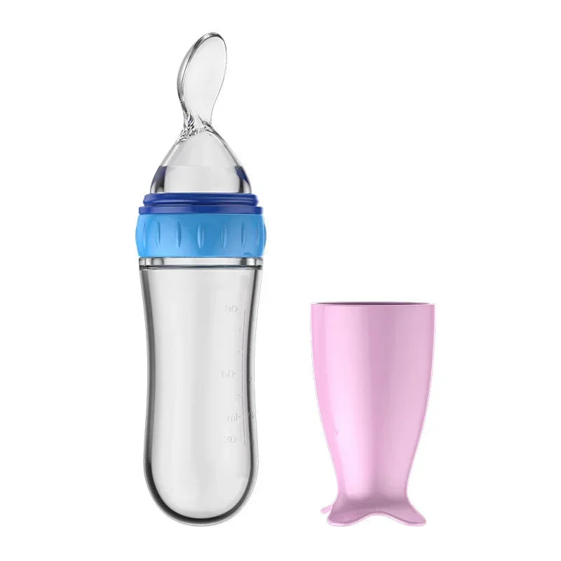 Squeezing Feeding Bottle Silicone With Mini Spoon