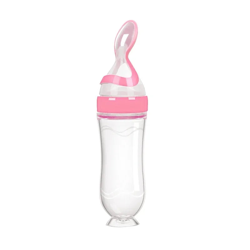 Squeezing Feeding Bottle Silicone With Mini Spoon