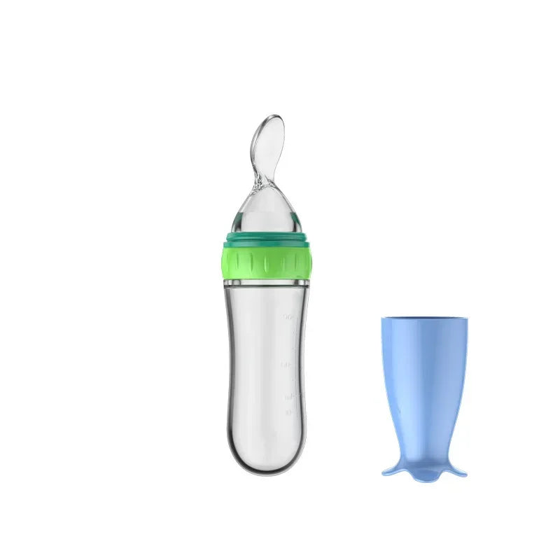 Squeezing Feeding Bottle Silicone With Mini Spoon