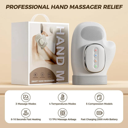 Hand Massager with Heat Compression Relief, 3 Massage 4 Temperatures 5 Compression Models